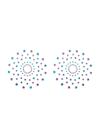 Paire de cache tétons adhésifs strass bleu et violet - NP-1020BLU